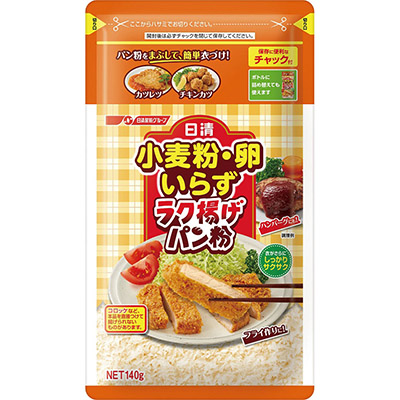 日清　小麦粉・卵いらず　ラク揚げパン粉チャック付　１４０ｇ