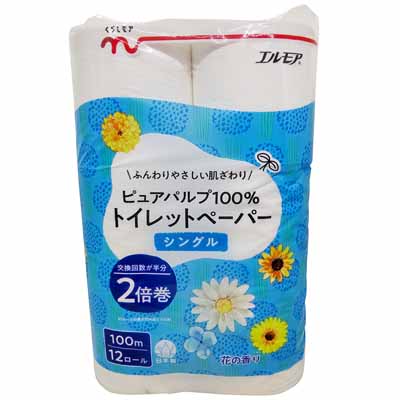 くらしモア ピュアパルプ100% トイレットペーパーシングル 12ロール