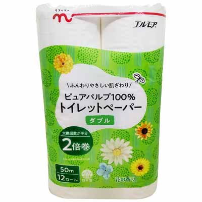 くらしモア ピュアパルプ100% トイレットペーパーダブル 12ロール