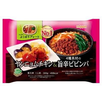 ニップン よくばりプレート ヤンニョムチキン&4種具材の旨辛ビビンバ 300g