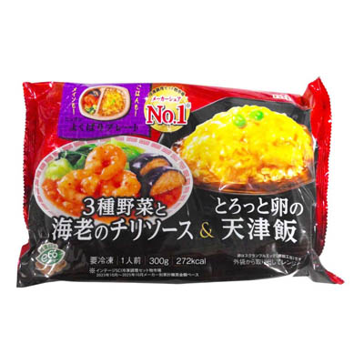 ニップン　よくばりプレート　3種野菜と海老のチリソース＆とろっと卵の天津飯　300ｇ