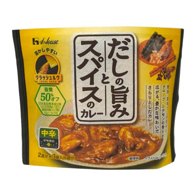 ハウス食品　だしの旨みとスパイスのカレー　中辛　2皿分×3袋入