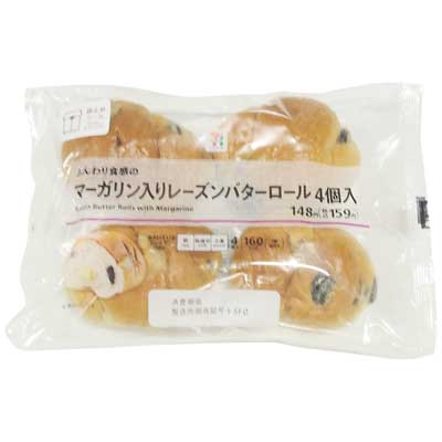 セブンプレミアム　マーガリン入りレーズンバターロール　4個入