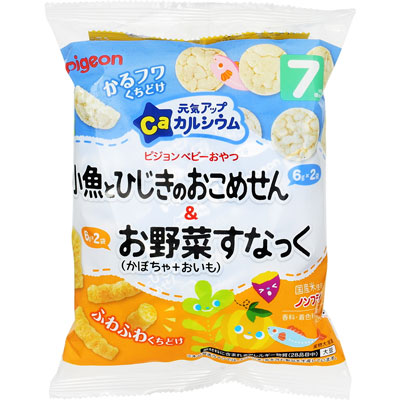 ピジョン 元気アップCa 小魚とひじきのおこめせん&お野菜すなっく かぼちゃ＋おいも 6gｘ4袋