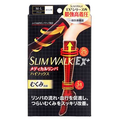 ピップ スリムウォーク メディカルリンパハイソックス M~Lサイズ 1足