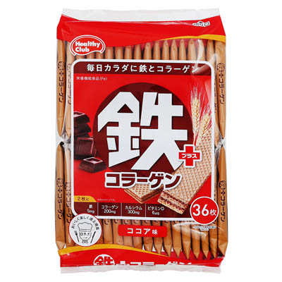 ハマダコンフェクト　鉄プラスコラーゲンウエハース　ココア味　36枚