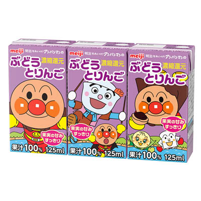 明治アンパンマンぶどうとりんご3本