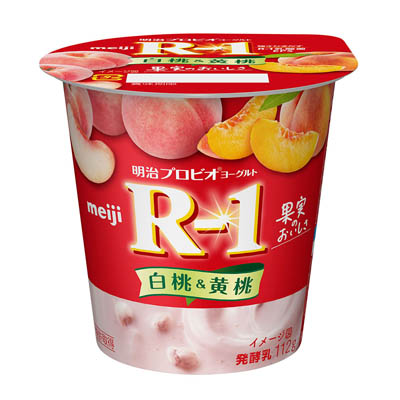 明治　プロビオヨーグルトR-1　白桃＆黄桃　112g