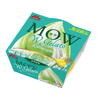 森永乳業　MOW ダブルジェラート　塩バニラ＆メロン　140ｍｌ