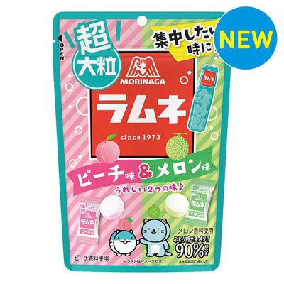 森永製菓　超大粒ラムネ　ピーチ味＆メロン味