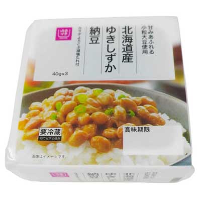 ゆめイチ　北海道産ゆきしずか納豆　40ｇ×3個