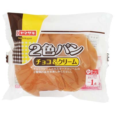 ヤマザキ２色パン　チョコ＆クリーム