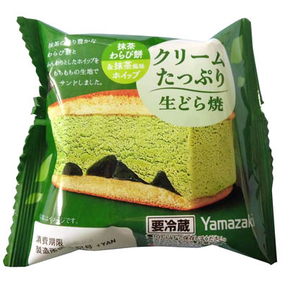 ヤマザキ クリームたっぷり生どら焼(抹茶わらび餅&抹茶風味ホイップ)