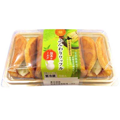ヤマザキ ふんわりワッフル(抹茶&ミルク) 4個
