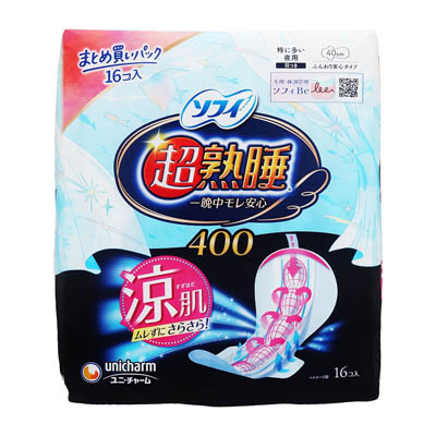 ソフィ　超熟睡ガ－ド400涼肌　特に多い夜用　羽つき　16個入