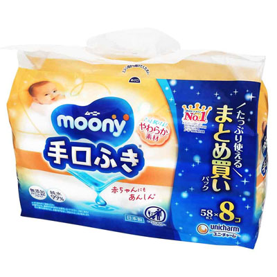 ムーニー　手口ふき　つめかえ用　58枚入×8個