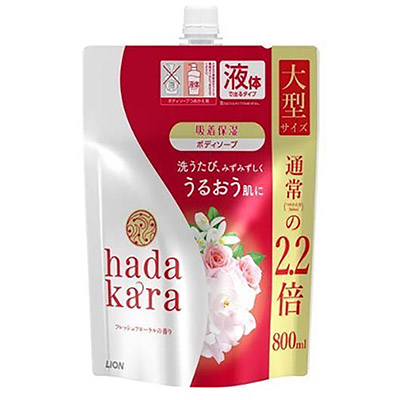ハダカラ ボディソープ 液体 フレッシュフローラルの香り 詰め替え大型  800ml