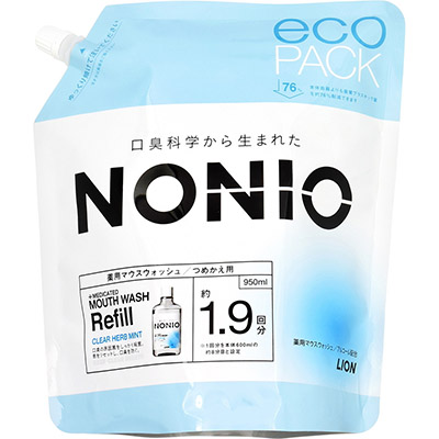 ライオン NONIOマウスウォッシュ クリアハーブミント つめかえ用 950ml