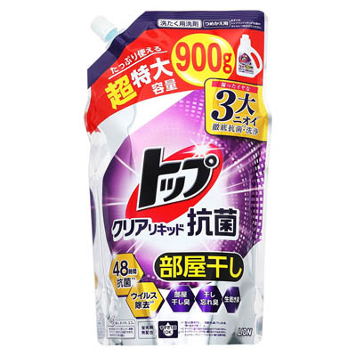 ライオン トップ クリアリキッド抗菌 部屋干し つめかえ用超特大 900g
