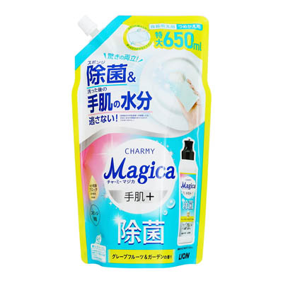 ライオン　チャーミー マジカ　手肌＋除菌　グレープフルーツ＆ガーデンの香り　つめかえ用　650ｍｌ