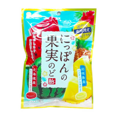 ライオン　にっぽんの果実のど飴　パイナップルとらいでんスイカ　71ｇ