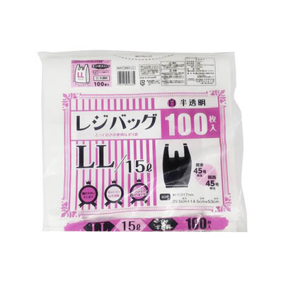 レジバッグ 白半透明LLサイズ15L 100枚入