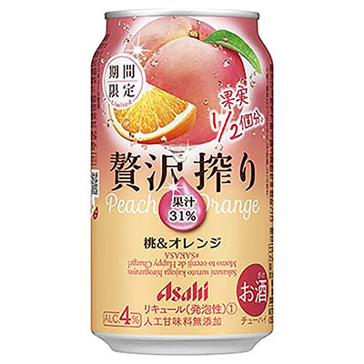 アサヒ 贅沢搾り 桃&オレンジ 350ml