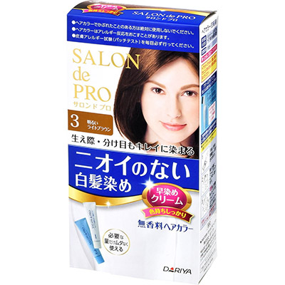 サロンドプロ ニオイのない白髪染め 早染めクリーム 無香料ヘアカラー 3(明るいライトブラウン)