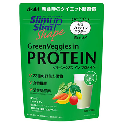 アサヒ　スリムアップスリムシェイプ　グリーンベジズ　イン　プロテイン　グリーン＆フルーツ味　２２５ｇ
