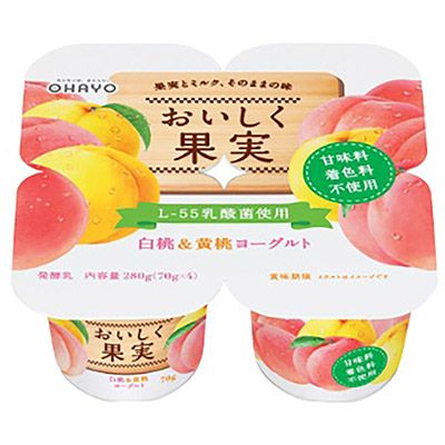 オハヨー　おいしく果実　白桃＆黄桃ヨーグルト