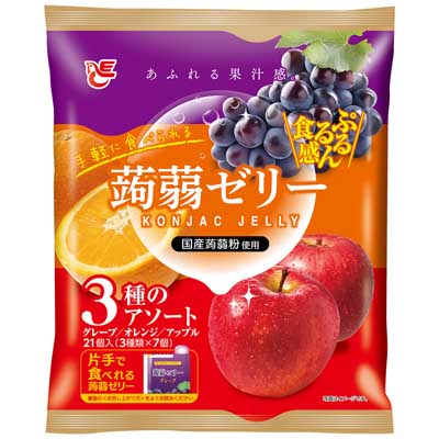 エースベーカリー 蒟蒻ゼリー グレープ+オレンジ+アップル 3種×7個入