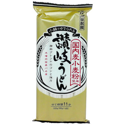 川田製麺 国内麦小麦粉使用 讃岐うどん 80g×4束