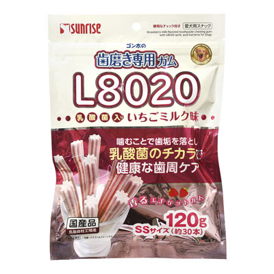 マルカン サンライズ ゴン太の歯磨き専用ガムSSサイズ 乳酸菌入りいちごミルク味 120g