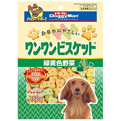 ドギーマン　おなかにやさしい　ワンワンビスケット　緑黄色野菜　160g