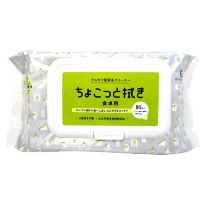 服部製紙　アルカリ電解水クリーナー　ちょこっと拭き　食卓用　80枚入
