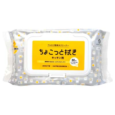 服部製紙　アルカリ電解水クリーナー　ちょこっと拭き　キッチン用　80枚入