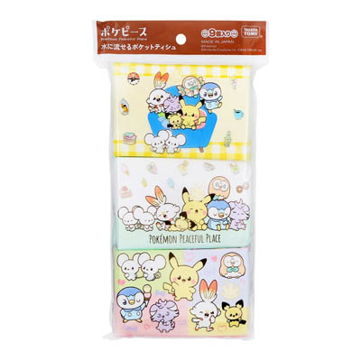 ハヤシ商事　水に流せるポケットティッシュ ポケピース 16枚(8組)×9個入