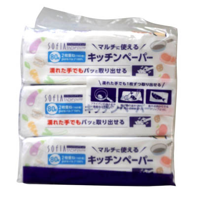 マスコー製紙　キッチンペーパー　８０組×３パック