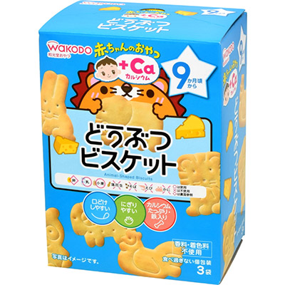 和光堂 赤ちゃんのおやつ+Ca カルシウム どうぶつビスケット　3袋