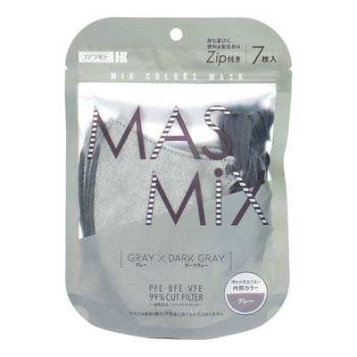 カワモト MASMiXマスク グレー×ダークグレー 7枚入