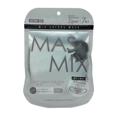 カワモト MASMiXマスク ライトグレー×ブラック 7枚入