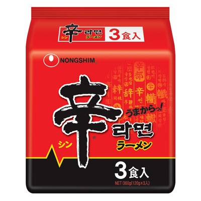 農心辛ラーメン袋１２０ｇ×３食パック