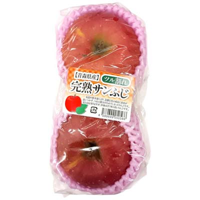 青森県産などの国内産　ツル割れ完熟サンふじ　2玉入　１パック